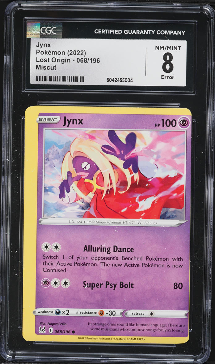 English CGC 8 Lost Origin Miscut Error Jynx 068/196