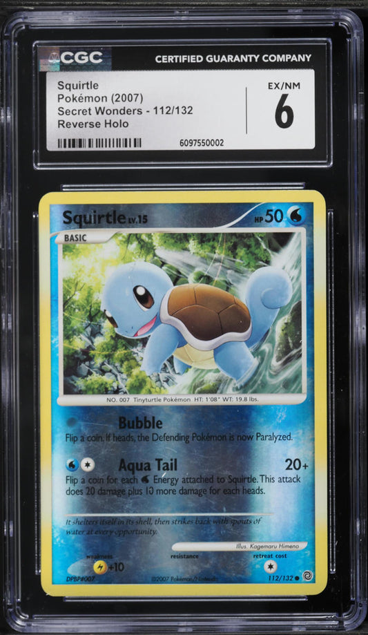 English CGC 6 Diamond & Pearl Secret Wonders Reverse Holo Squirtle #112
