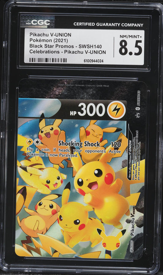 English CGC 8.5 Celebrations Pikachu V-UNION #SWSH140