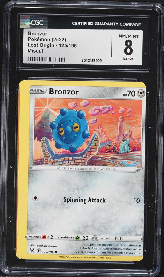 English CGC 8 Lost Origin Miscut Error Bronzor 125/196