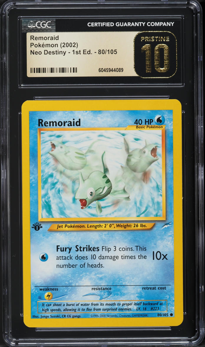 English CGC Pristine 10 1st Edition Neo Destiny Common Remoraid 80
