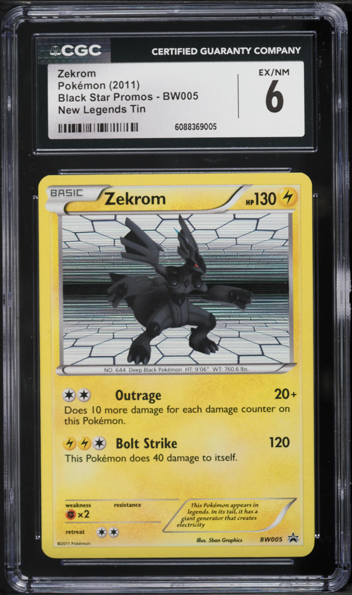 English CGC 6 2011 Black & White Black Star Promo New Legends Tin Zekrom BW005
