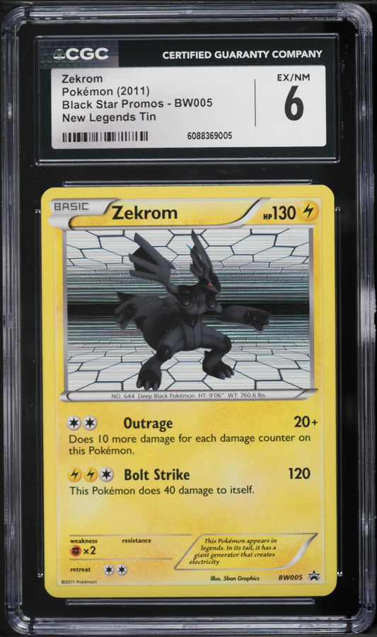 English CGC 6 2011 Black & White Black Star Promo New Legends Tin Zekrom BW005