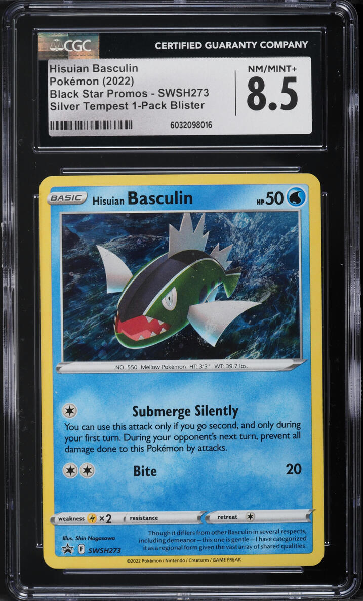 English CGC 8.5 2022 Sword & Shield Promo Silver Tempest Hisuian Basculin SWSH27