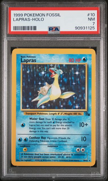 English PSA 7 Fossil Holo Lapras 10